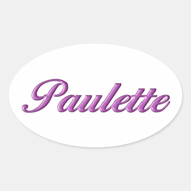 Paulette-klistermärke namn ovalt klistermärke (Framsida)