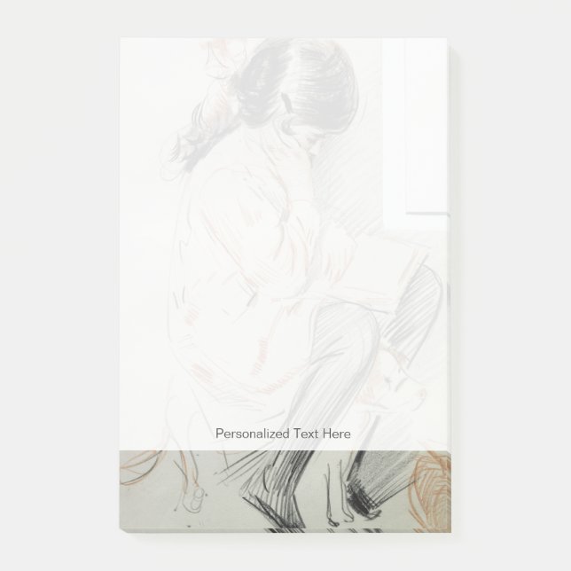 Paulette läs- sitta på henne leksakhund post-it block (Framsida)