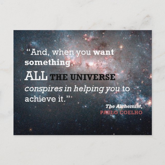 Paulo Coelho The Alchemist Quote, all Universe Vykort (Framsida)