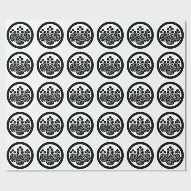 Paulownia med 5-3 blommor i cirkel presentpapper (Platt)