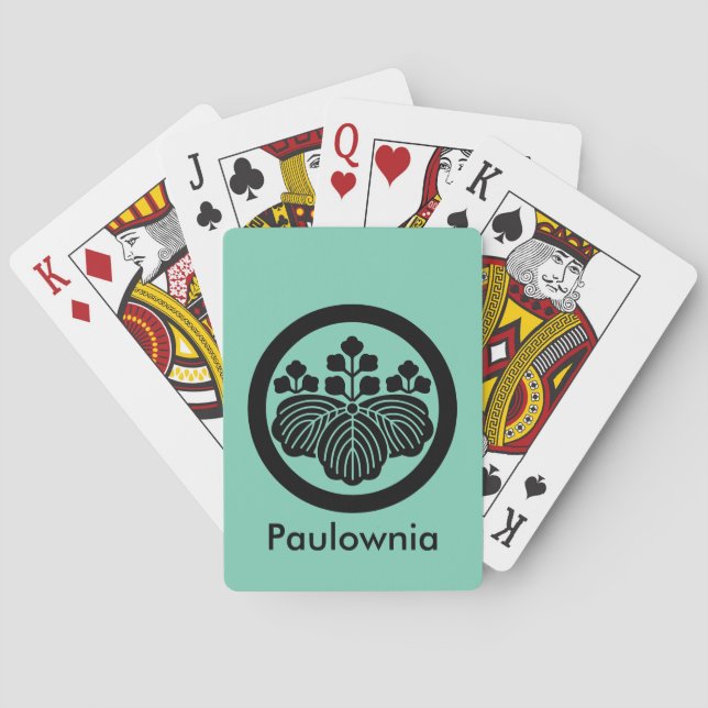Paulownia med 5&3 blomningar i cirkel spel kort (Baksidan)