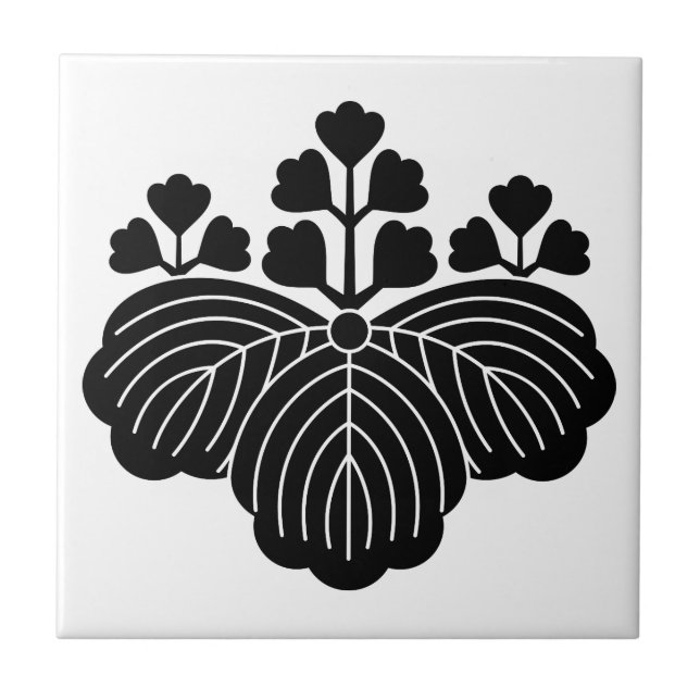 Paulownia med 5/3 blomningar kakelplatta (Framsidan)
