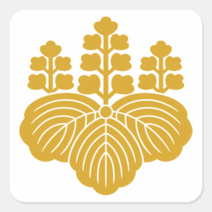 Paulownia med 5&7 blommor fyrkantigt klistermärke