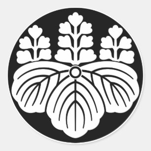 Paulownia med 5&7 blommor i ris tårta runt klistermärke