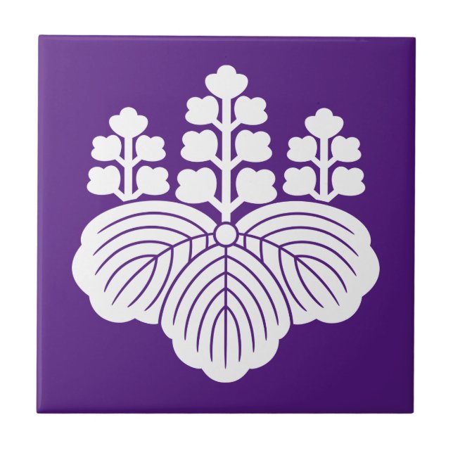 Paulownia med 5-7 blomningar kakelplatta (Framsidan)