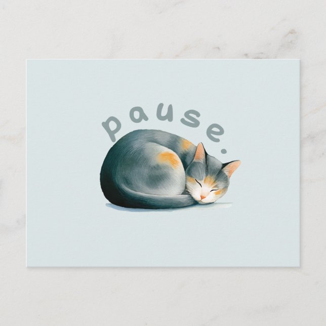 Pausa. Sovande kattdesign Vykort (Framsida)