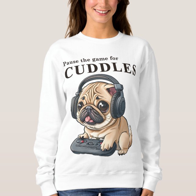 Pausa spelet för Cuddle - Cute Gamer HUND Female T Shirt (Framsida)