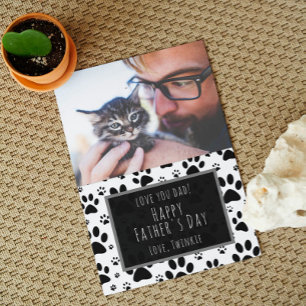 Pausa utskrift av fotokort för Fars dag från katt Julkort