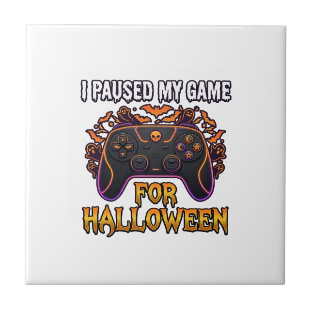 Pausad Halloween-spelkontrollfladdermöss Spöken_1 Kakelplatta (Framsidan)