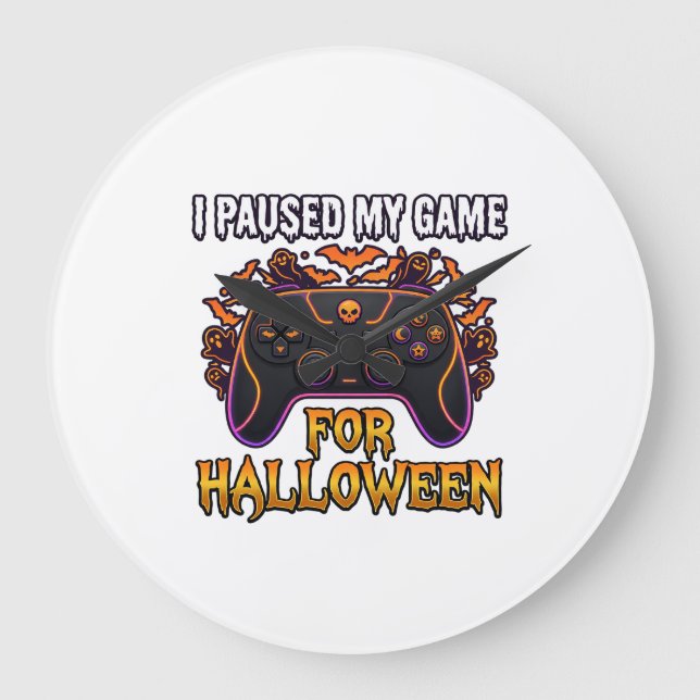 Pausad spel Halloween-kontrollfladdermöss Spöken_1 Stor Klocka (Framsida)