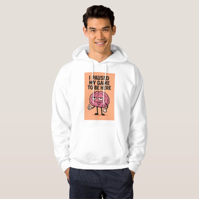 "Pausad spelhjärna - Spelläge aktiverat" Hoodie (Hel framsida)