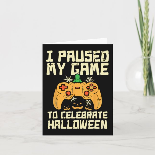 Pausade mina spel Halloween Gamer Costume Boys Kort (Framsida)