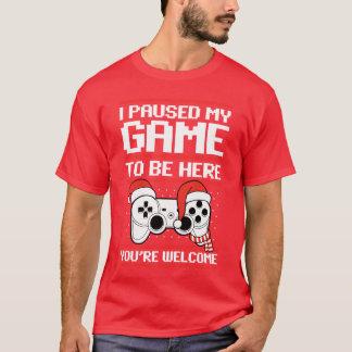 Pausade mitt Gameo Be Here Fult julvideospelare T Shirt