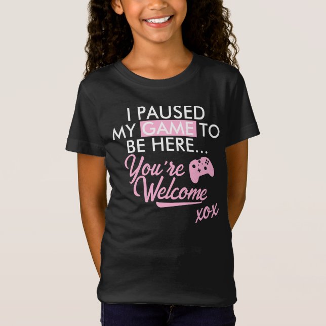 Pausat spel Pastel Rosa Girly Slogan Gamer Girl T Shirt (Framsida)
