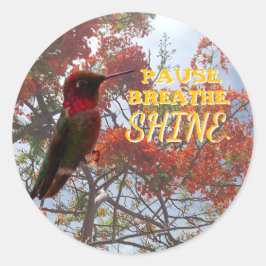 PAUSE. BREATHE. SHINE. Hummingbird  Runt Klistermärke
