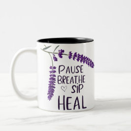🌿 PAUSE. BREATHE. SIP. HJÄLP. UTFORMNING Två-Tonad MUGG