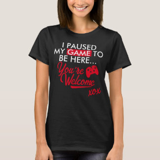 Paused Game Red Sassy Gamer Girl Slogan T Shirt