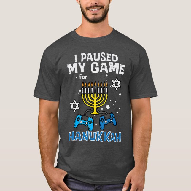Paused My Game Hanukkah Gamer Chanukah Gaming Boys T Shirt (Framsida)