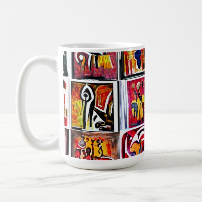 Pausning av Abstrakten African Ethnic Art Kaffemugg (Vänster)