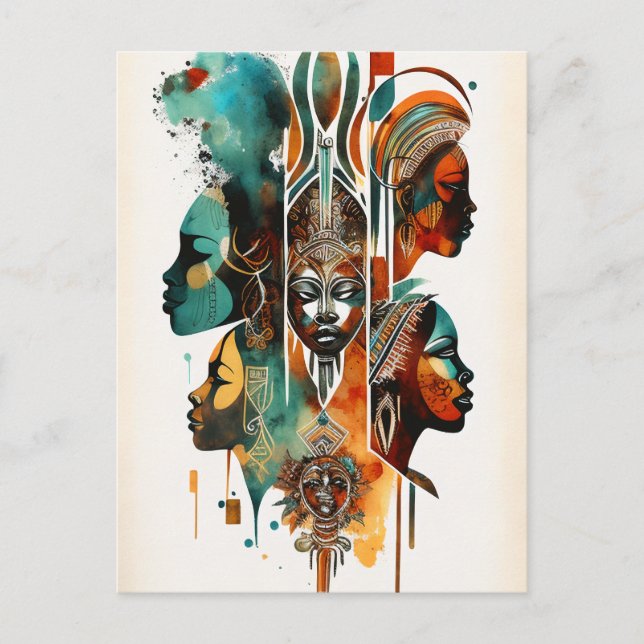 Pausning av afrikanska stamkvinnor, Contemporary k Vykort (Framsida)