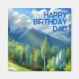 Pausning av bergscen Grattis på födelsedagen Pappa Magnet