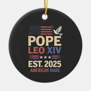 Påve Leo XIV est. 2025 4 juli USA Flagga Julgransprydnad Keramik