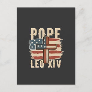 Påve Leo XIV Kristna Kyrkan Da Påve USA Flagga Meddelande Vykort