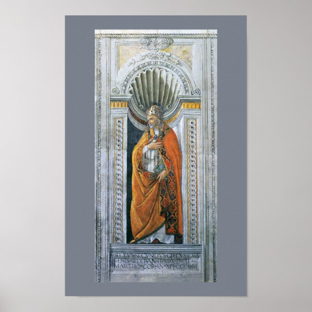 Påve Sankt Sixtus II av Sandro Botticelli Poster (Framsidan)