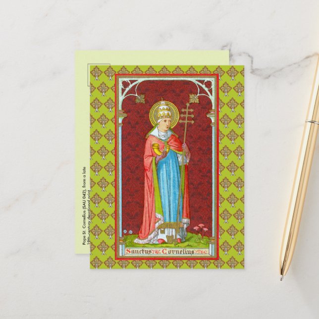 Påve St. Cornelius (SAU 042) vykort (Fram/Back In Situ)