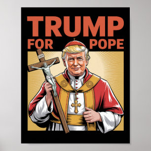 Påve Trump Rollig Trump Vatikanen Kristna Retro Ch Poster