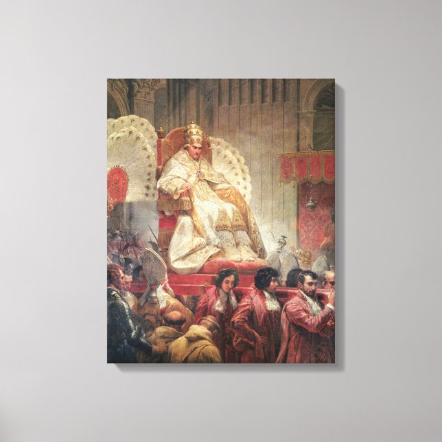 Påve VIII i St Peter's på Sedia Gestatoria Canvastryck (Framsida)