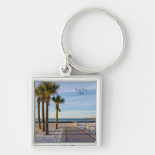 Paved Walkway till Pensacola Beach Keychain Souven Fyrkantig Silverfärgad Nyckelring