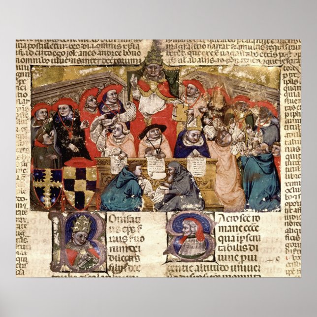 Påven Boniface VIII som leder en Poster (Framsidan)