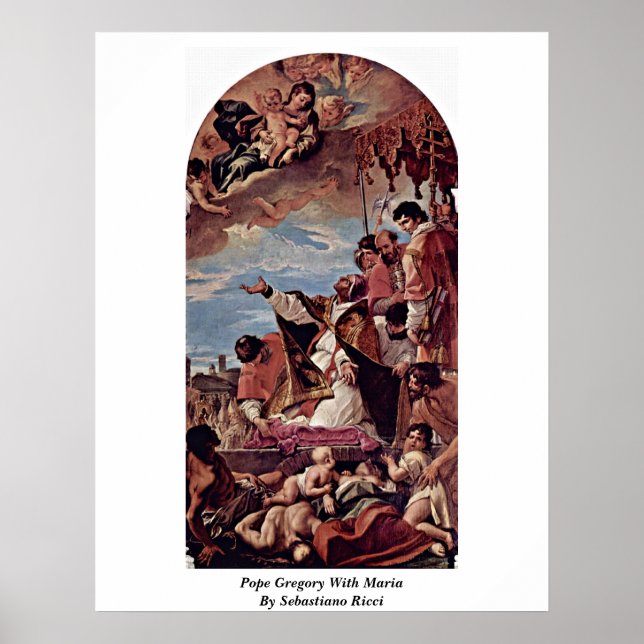 Påven Gregory med Maria av Sebastiano Ricci Poster (Framsidan)