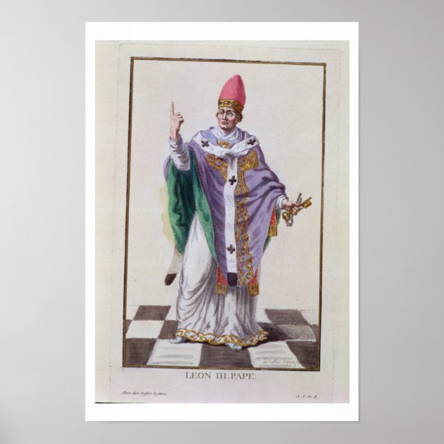 Påven Leo III (795-816) från Receuil des Estampes Poster (Framsidan)