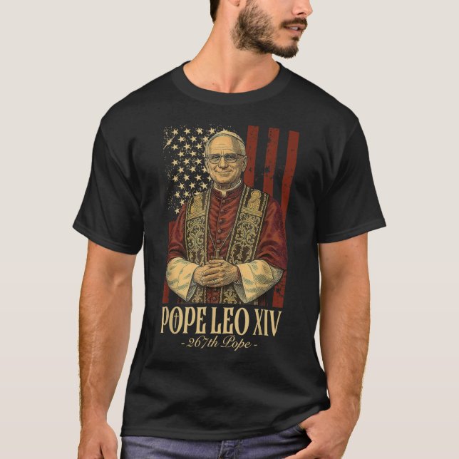 Påven Leo och Amerika, påve Leo Xiv T Shirt (Framsida)