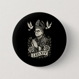 Påven Leo Xiv - Catholic Tattoo Stil Christian Des Knapp