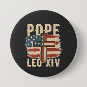Påven Leo XIV Christian Church Da Pope USA flagga Knapp