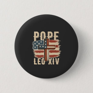 Påven Leo XIV Christian Church Da Pope USA flagga Knapp