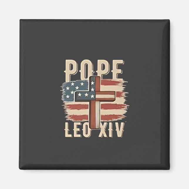 Påven Leo XIV Christian Church Da Pope USA flagga Magnet (Framsidan)