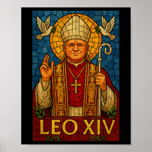 Påven Leo Xiv - Divine Mosaic Art Christian Cathol Poster