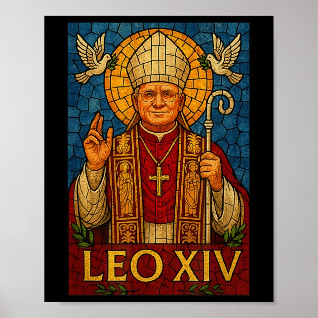 Påven Leo Xiv - Divine Mosaic Art Christian Cathol Poster (Framsidan)