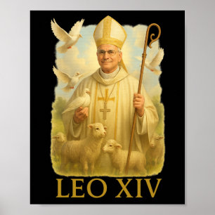 Påven Leo Xiv Doves - Christian Catholic Faith Ins Poster
