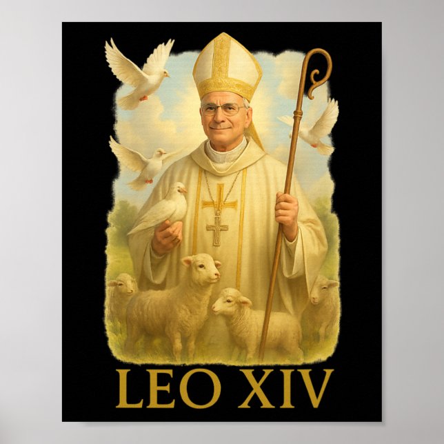 Påven Leo Xiv Doves - Christian Catholic Faith Ins Poster (Framsidan)