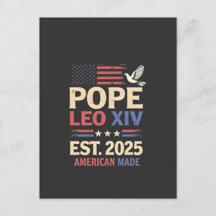 Påven Leo XIV est. 2025 4 juli USA flagga Helg Vykort