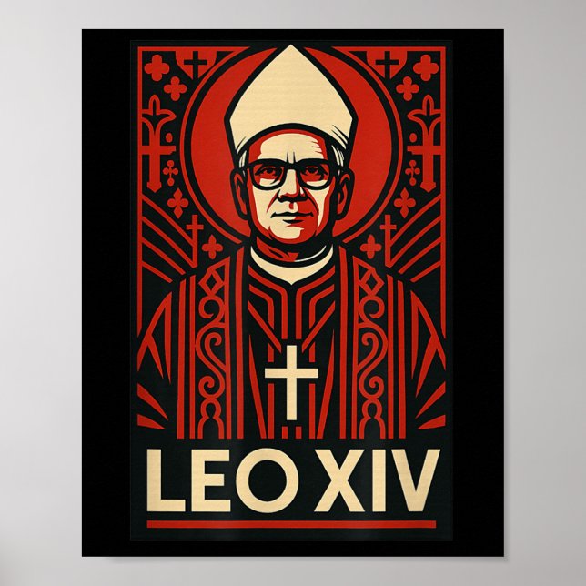 Påven Leo Xiv - Fet Graphic Design Christian Catho Poster (Framsidan)