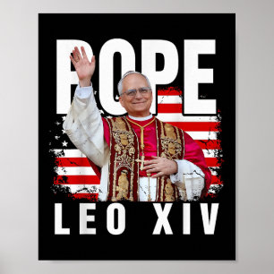 Påven Leo Xiv New Pope First American Pope Flagga  Poster