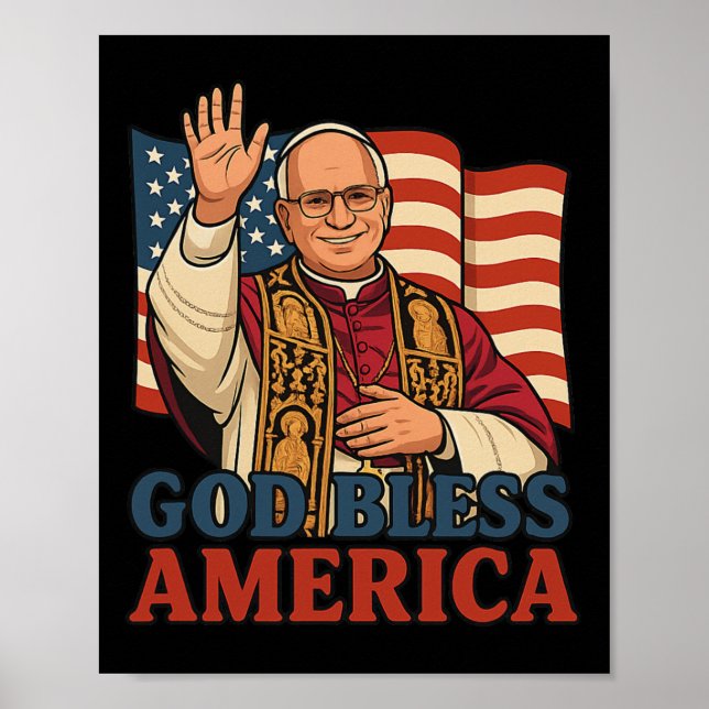 Påven Leo Xiv Välsigna dig Amerika, amerikansk Fla Poster (Framsidan)