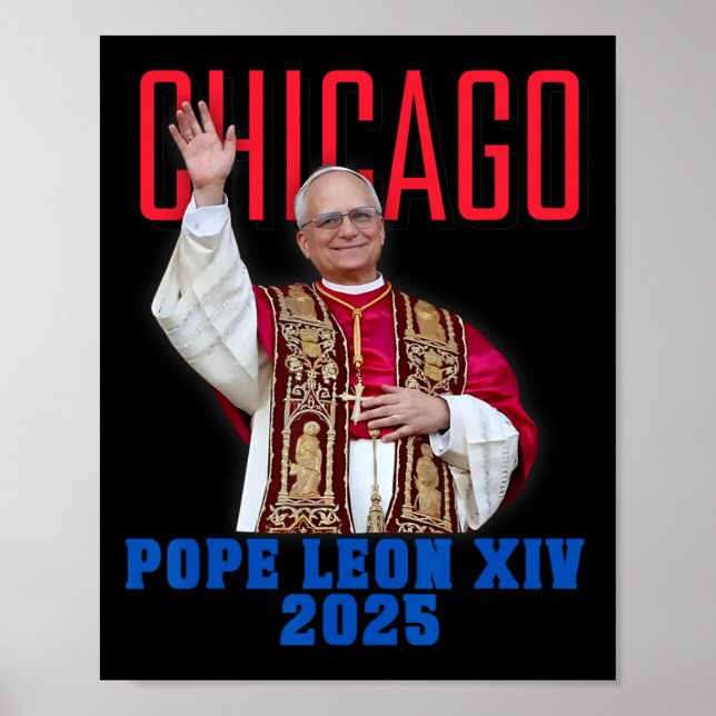 Påven Leon Xiv 2025 - Chicago's First American Pop Poster (Framsidan)