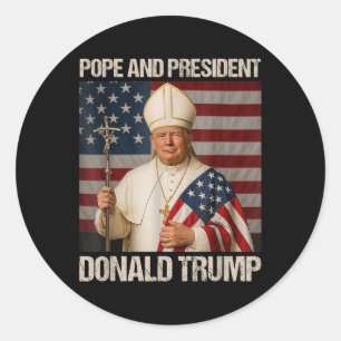 Påven och president Donald Trump Runt Klistermärke